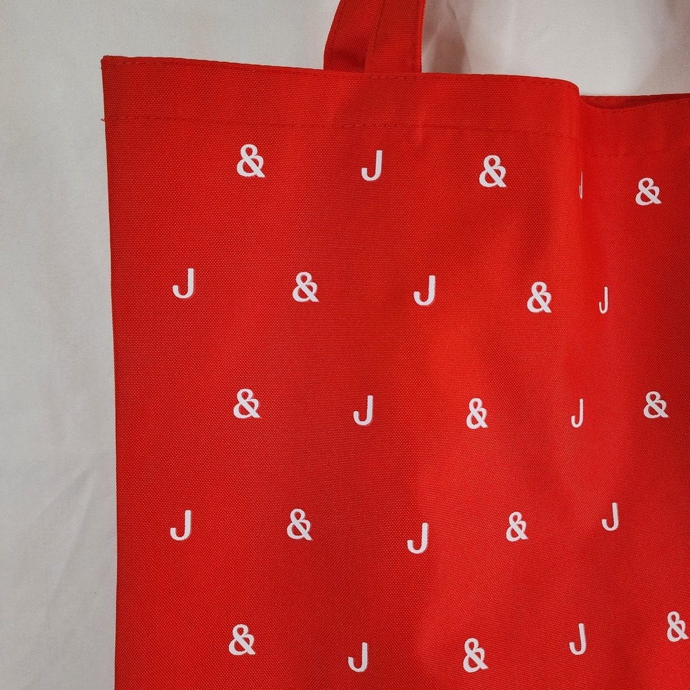 Johnson & Johnson Logo Red Tote Bag Weekend Grocery Shopping Beach 17.5" x 15.5" - Picture 2 of 8
